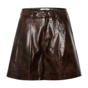 Gestuz Hög Midja Brun Lädershorts Brown, Dam