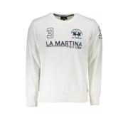 La Martina Elegant vit sweatshirt med broderad rund hals White, Herr