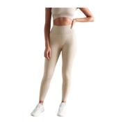 Aim'n Beige Ribbed Seamless Tights Beige, Dam