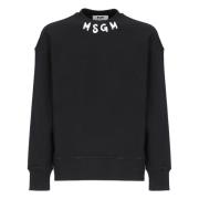 Msgm Svart Bomulls Sweatshirt med Logotyp Black, Herr