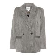 Saint Tropez Elegant Grey Melange Blazer Jacka Gray, Dam