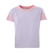 Kenzo Grå Mélange Bomull T-Shirt med Neonrosa Logo Multicolor, Herr