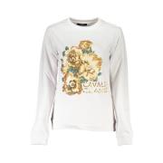 Cavalli Class Borstad Sweatshirt med Logotyptryck White, Dam