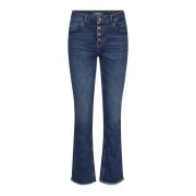 MOS Mosh Flare Jeans med Råa Kanter Blue, Dam