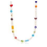 Nialaya Men's Pearl Choker with Playful Glass Beads Yellow, Herr