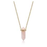 Nialaya Sterling Silver Rose Quartz Crystal Necklace with Engraved Evi...