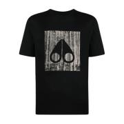 Moose Knuckles Svart Crew Neck T-shirt med Flocked Logo Black, Herr