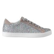 P448 Glitter Silver Sneakers med Grå Detaljer Gray, Dam