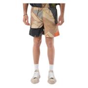 Paura Nylon Bermuda Shorts med elastisk midja Beige, Herr