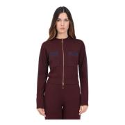 Elisabetta Franchi Bordeaux Cropped Zip Sweater Brown, Dam