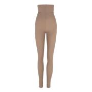 Cortana Högmidjade stretch leggings i kakao Brown, Dam