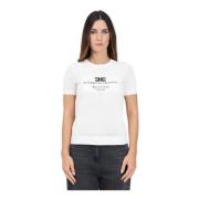 Elisabetta Franchi Vit T-shirt med korta ärmar och logodetalj White, D...