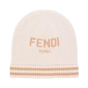 Fendi Roma Linen Beanie Beige, Unisex