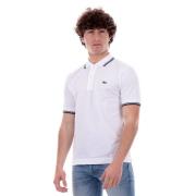 Lacoste Randig Krage Pikétröja White, Herr