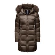 BomBoogie Ljus Nylon Huva Päls Puffer Brown, Dam