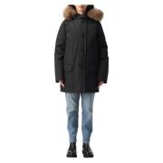 Woolrich Arktisk Avtagbar Päls Parkas Jacka Black, Dam