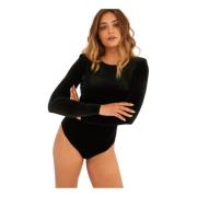 Undress Code Svart Maneater Bodysuit med Axelvaddar Black, Dam