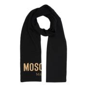 Moschino Enfärgad Ullsjal med Logodetalj Black, Dam