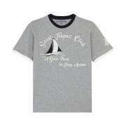 Vilebrequin Bomull Sail T-shirt med Rund Hals Gray, Herr