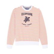 Vilebrequin Randig bomulls sweatshirt för män Orange, Herr