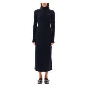 MM6 Maison Margiela Svart High Neck Maxi Klänning Black, Dam