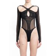 Mugler Genomskinlig Korsad Fram Cut-Out Klänning Black, Dam