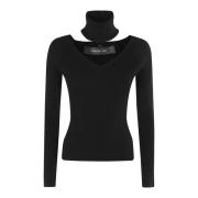 Federica Tosi Cut Out V-ringad Topp Black, Dam