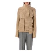 JW Anderson Flap Jumper Stickat Aw24 Beige, Dam