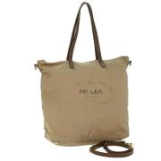 Prada Vintage Pre-owned Nylon totevskor Beige, Dam