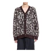 Junya Watanabe Leopard Jacquard V-Neck Sweater Brown, Herr