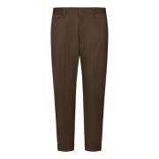 Low Brand Brun Ullblandning Cropped Byxor Brown, Herr