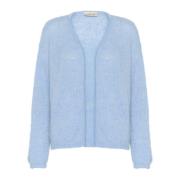 Cream Öppen Stickad Kofta Rain Washed Blue, Dam