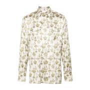 Givenchy Kronljus Print Silke Skjorta White, Herr