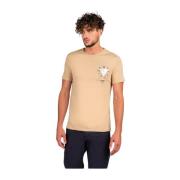 Guess Tryckt bomullst-shirt - Rund hals Beige, Herr