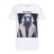 Max Mara Ikoniskt Tryck Crew Neck T-shirt White, Dam