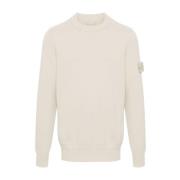 Stone Island Beige Stickad Crew Neck Sweater Beige, Herr