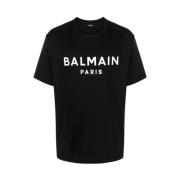 Balmain Svart Logo Print T-shirt Black, Herr