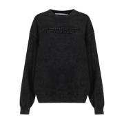 Alexander Wang Svart Logotyp Präglad Jumper Sweaters Gray, Dam