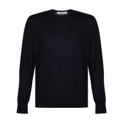 Golden Goose Navy Blue Stickad Crew Neck Tröja Blue, Herr