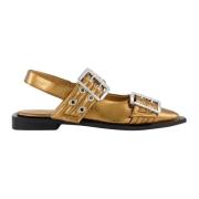 Ganni Chunky Buckle Ballerina i Svart Yellow, Dam