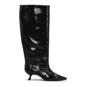 Ganni Svarta Eyelets Slouchy High Shaft Stövlar Black, Dam