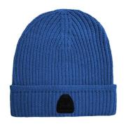 La Martina Polyester Beanie med Gummilogo Blue, Herr