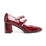 Carel Burgundy Mary Jane Pumps Patent Design Red, Dam