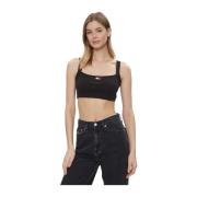 Tommy Jeans Svart Crop Top med Band Black, Dam