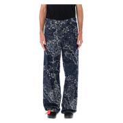 Off White Camo Jacquard Wide-Leg Distressed Jeans Multicolor, Herr