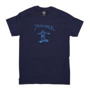 Thrasher Logo Print Tee Navy/Light Blue Blue, Unisex