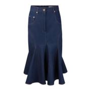 Nina Ricci Blå Denim Midi Kjol Blue, Dam