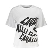 Cavalli Class Vit Tryckt Tee Klassisk Elegans White, Dam