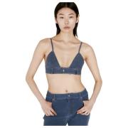 Alexander Wang Denim Bra Top med Bältesöglor Blue, Dam