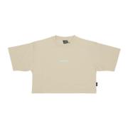 Propaganda Cropped T-shirt med revben Beige, Dam